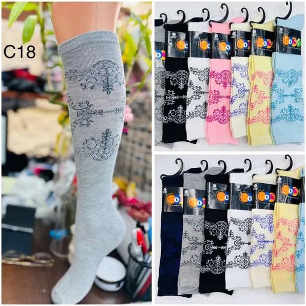 Podkolanówki Damskie Bawełniane Dziewczęce Wzór Ażurowy 40 par