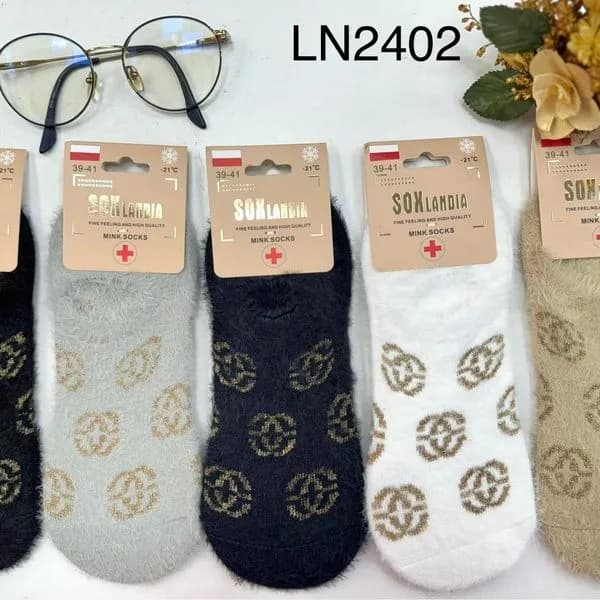 Damskie stopki bukle Soxlandia Mink Socks 39-41 złoty wzór