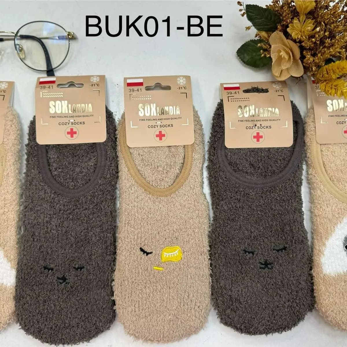 Damskie stopki bukle Soxlandia, ocieplane, wzory zwierzęce, 39-41