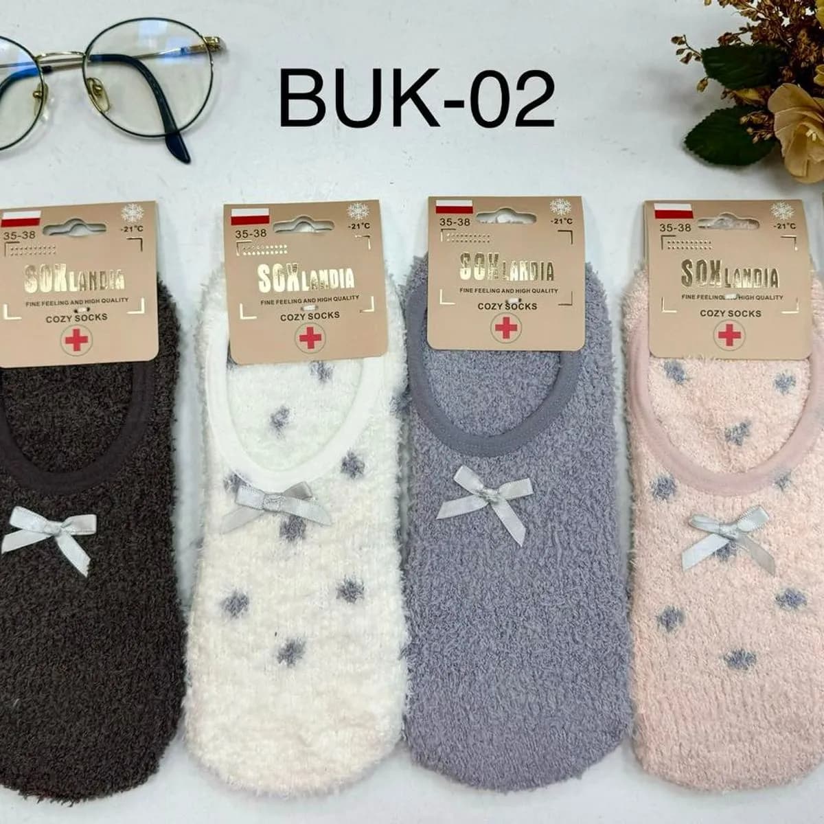 Damskie stopki bukle SOX LANDIA rozmiar 35-38, puszyste z kokardką