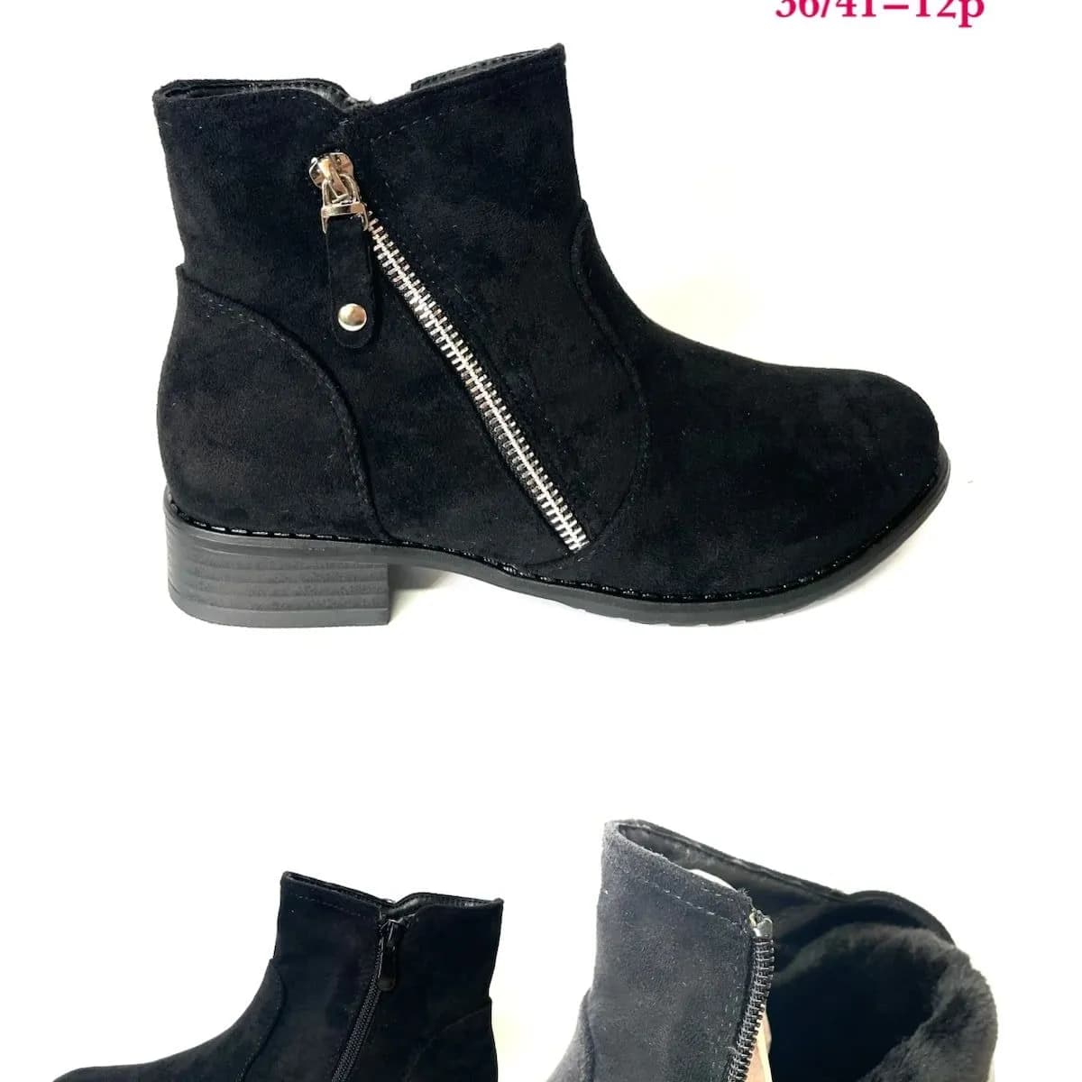 Botki damskie czarne ekozamsz ocieplane H2091A rozm. 36-41