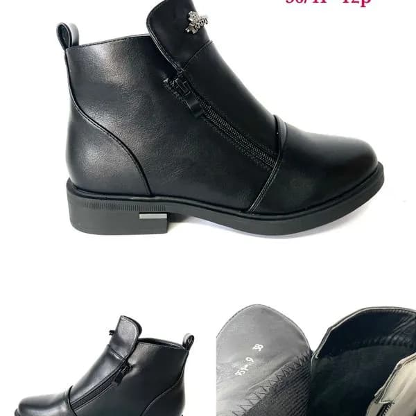 BOTKI DAMSKIE czarne, rozmiary 36-41, zamek boczny