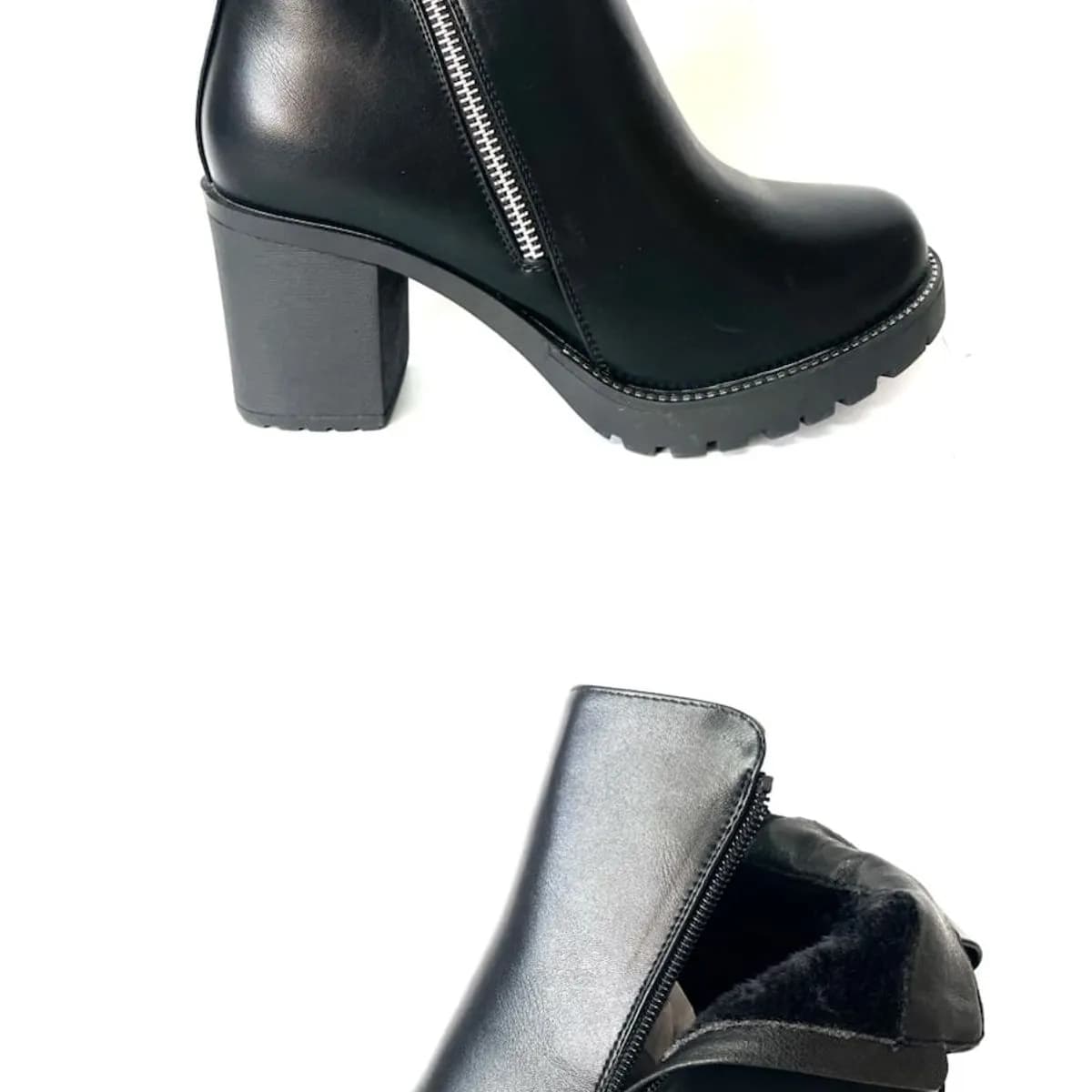 BOTKI DAMSKIE czarne na słupku, ocieplane, rozmiary 36-41