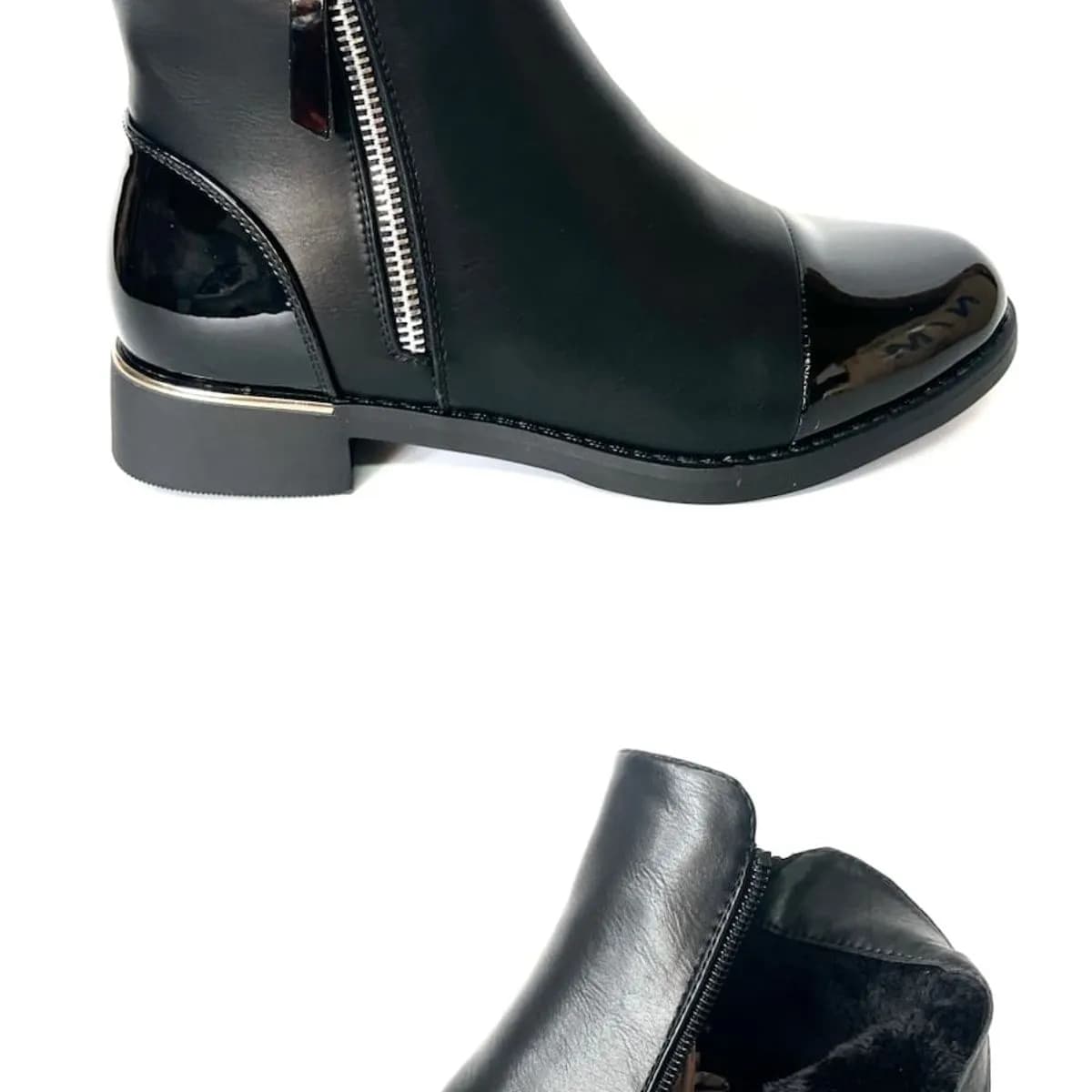 BOTKI DAMSKIE czarne lakierowane nosek i pięta rozmiar 36-41