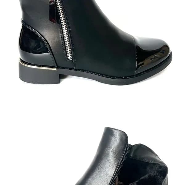 BOTKI DAMSKIE czarne lakierowane nosek i pięta rozmiar 36-41