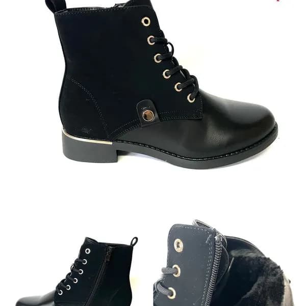 BOTKI DAMSKIE czarne ocieplane futerkiem, rozmiary 36-41