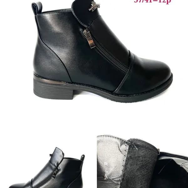 Botki damskie czarne ekoskóra rozmiary 37-41 z zamkiem