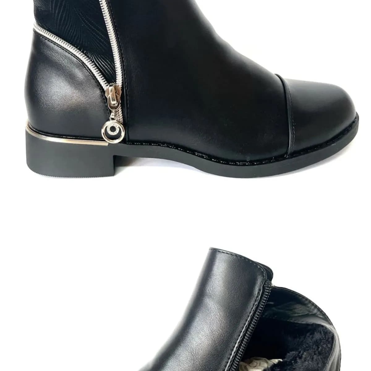 BOTKI DAMSKIE czarne ocieplane rozmiary 36-41 z ozdobnym zamkiem