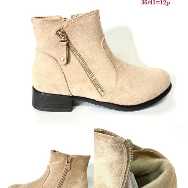 BOTKI DAMSKIE ocieplane zamszowe beżowe H2091B rozmiary 36-41