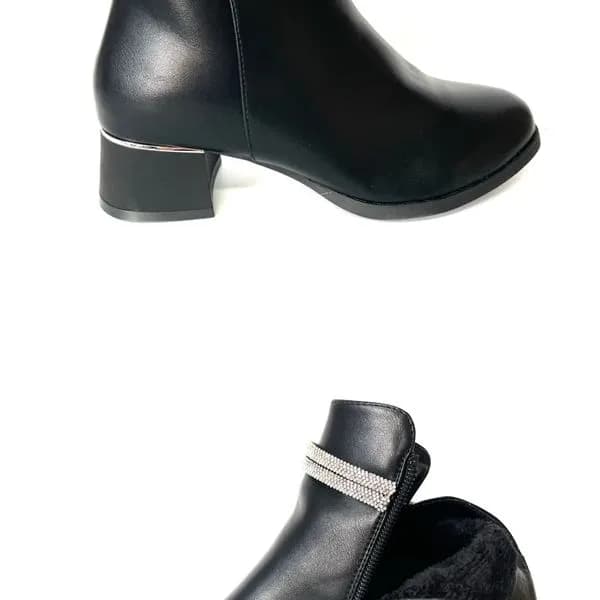 BOTKI DAMSKIE czarne z cyrkoniami, ocieplane, rozmiary 36-41