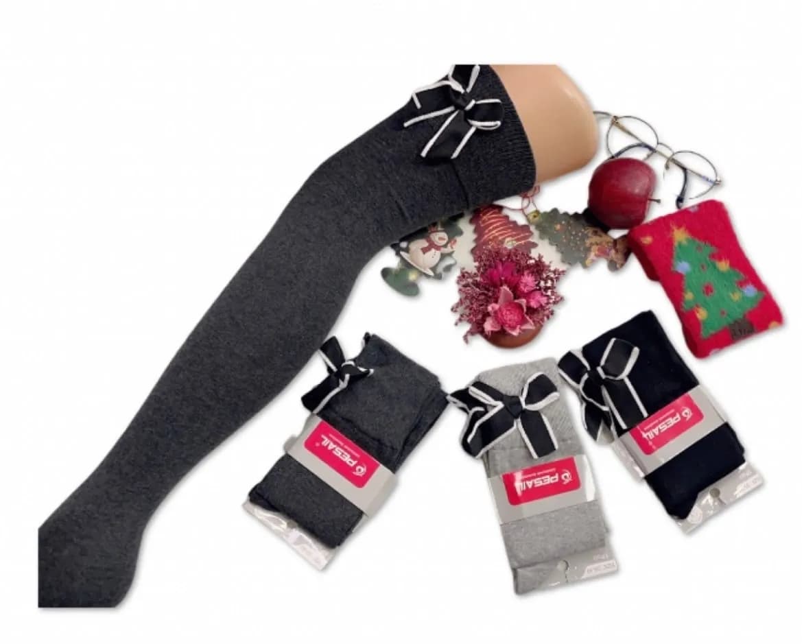 ZAKOLANÓWKI DAMSKIE Pesail z ozdobną kokardką, mix kolorów