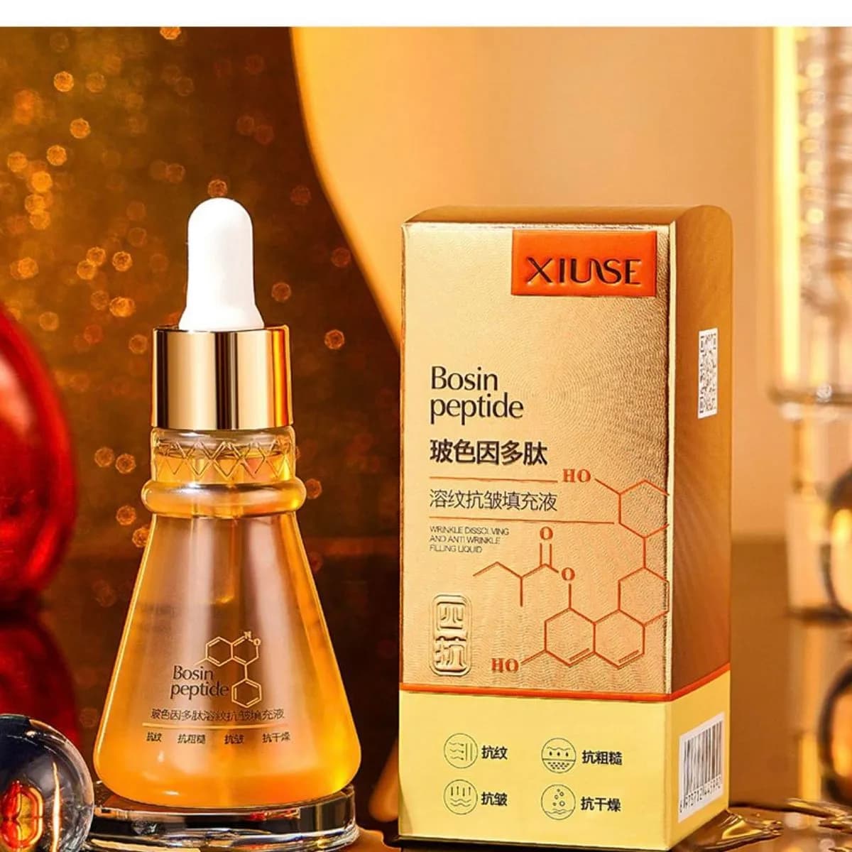 Serum Peptydowe do Twarzy XIUSE 50ml Przeciwzmarszczkowe z Pipetą