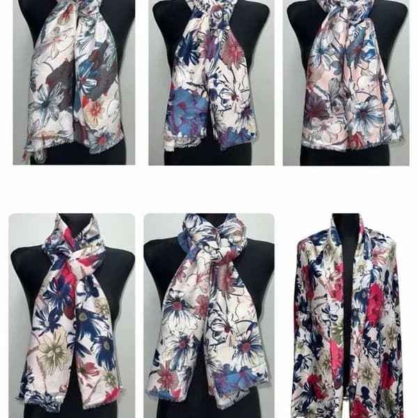 Apaszka damska wiskoza wzór kwiatowy mix kolorów 12 szt.