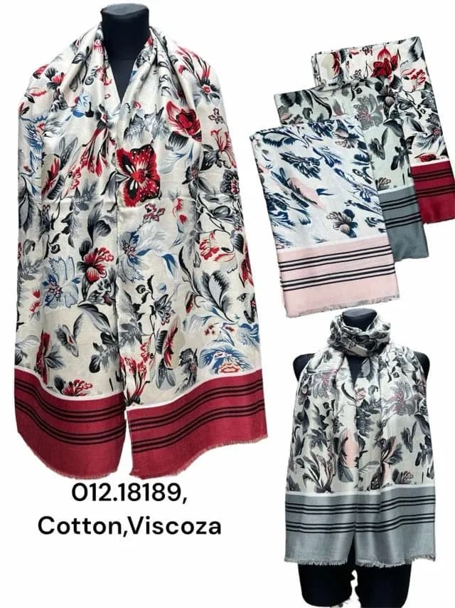 Apaszka damska w kwiaty i motyle, bawełna i wiskoza, 12 szt.