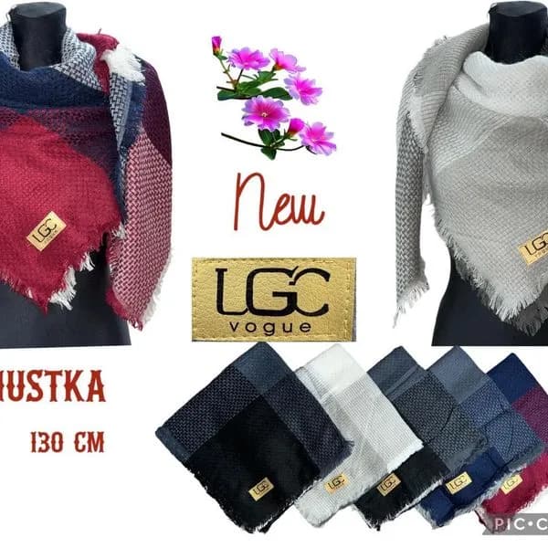 Szaliki damskie chusty w kratę LGC Vogue 130x130 cm