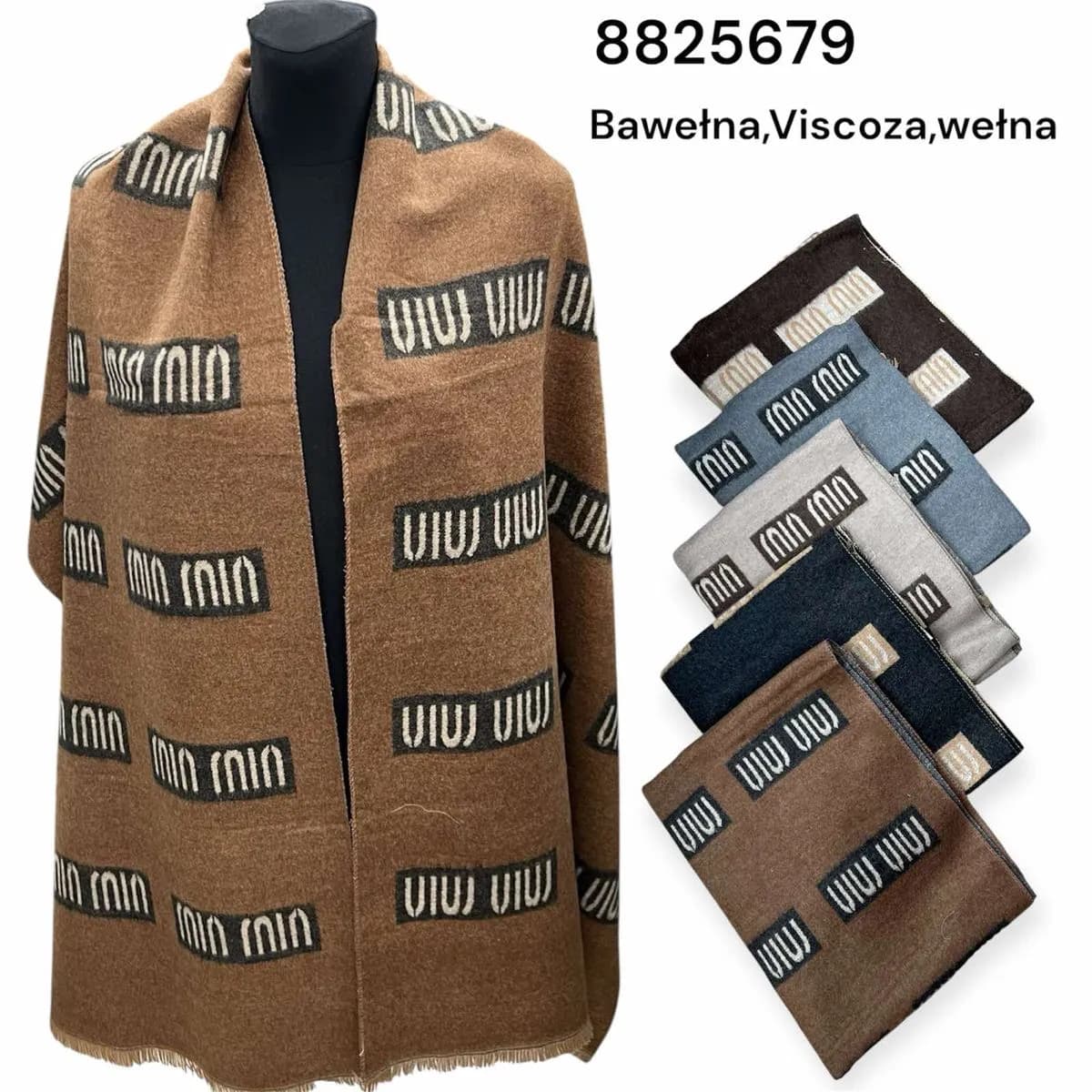 Apaszka damska szal bawełna wiskoza wełna wzór logo mix 12szt