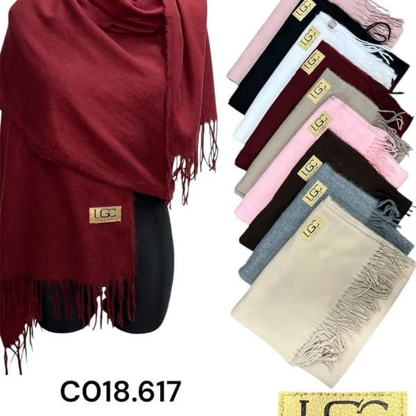 Apaszka damska szal z frędzlami LGC Vogue, wiskoza i wełna