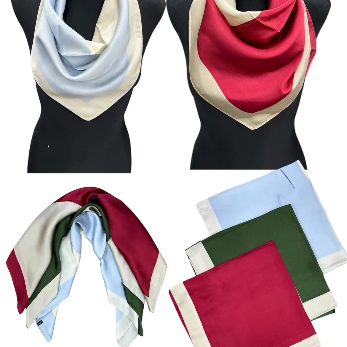 Apaszka damska satynowa gładka z oblamówką - mix kolorów