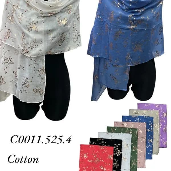 Apaszka damska bawełna-wiskoza, złoty wzór kwiatowy, 12 szt. mix