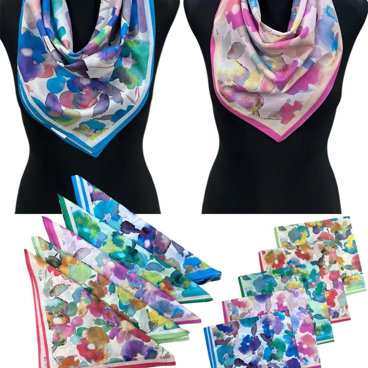 Apaszka damska 100% bawełna, wzór kwiatowy, mix kolorów