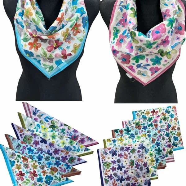 Apaszka damska/dziecięca 100% bawełna wzór kwiatowy 12 szt.