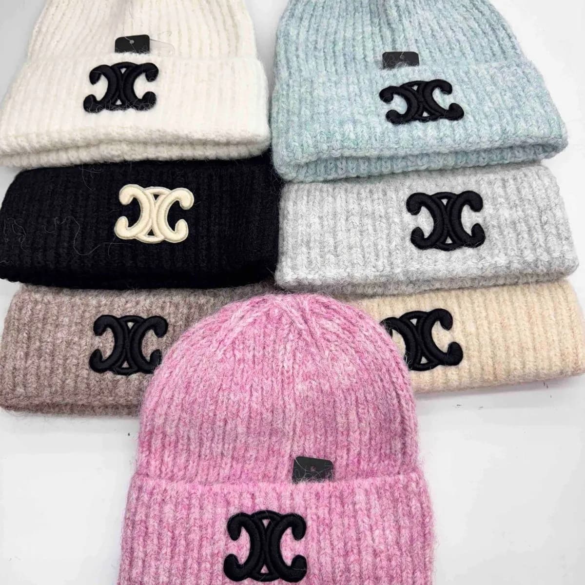 Czapka Damska Prążkowana z Logo XX - Mix Kolorów, 12 szt.