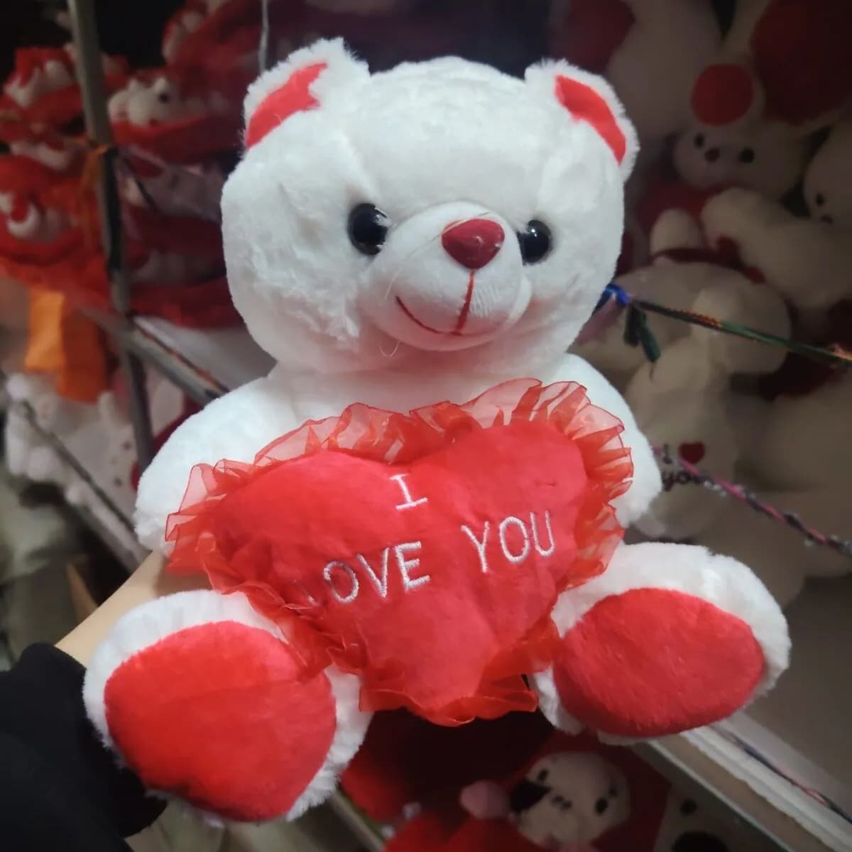 Maskotka Pluszowa Miś 30cm Biały z Czerwonym Sercem