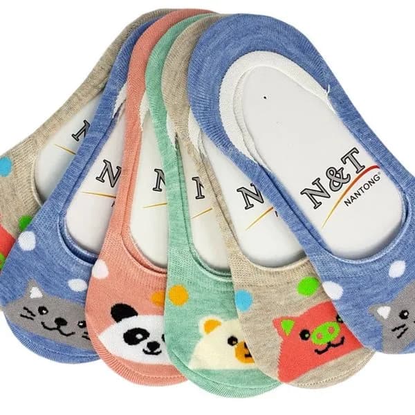 Skarpetki damskie stopki z nadrukami zwierząt 48 szt