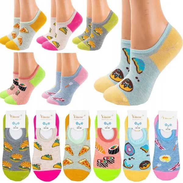 Skarpetki damskie niskie z motywami jedzenia 38-40