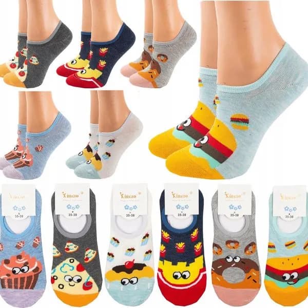 Skarpetki damskie niskie z motywami jedzenia 36-40