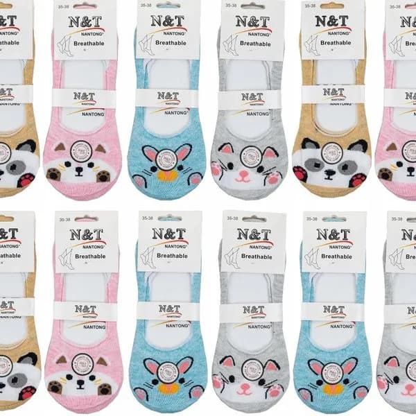 Skarpetki damskie N&T z kotkami, wzory multikolor