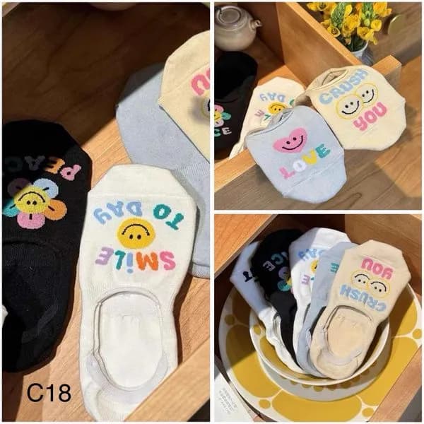 Skarpetki damskie niskie z nadrukami wzorzyste C18