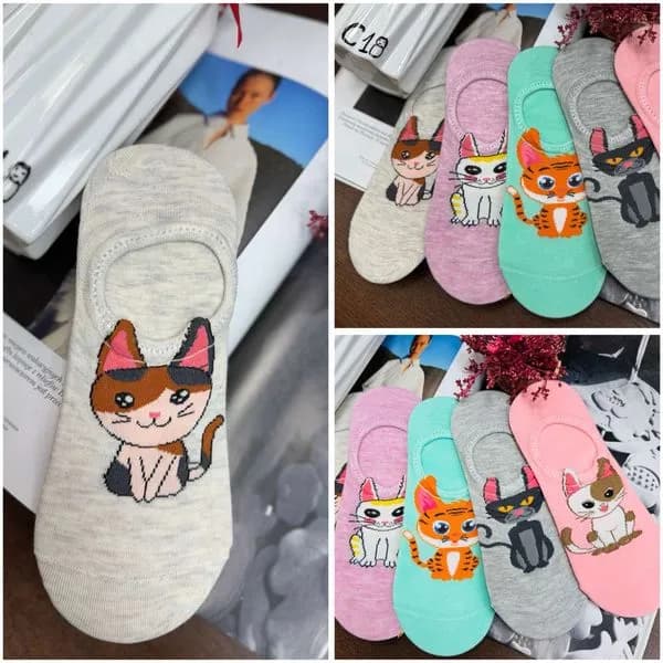 Skarpetki damskie stopki z kotkami, 4 kolory