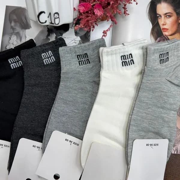 Skarpetki damskie stopki szare czarne białe C18