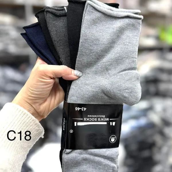 Skarpetki Męskie Bezuciskowe C18 Granatowe, Szare, Czarne