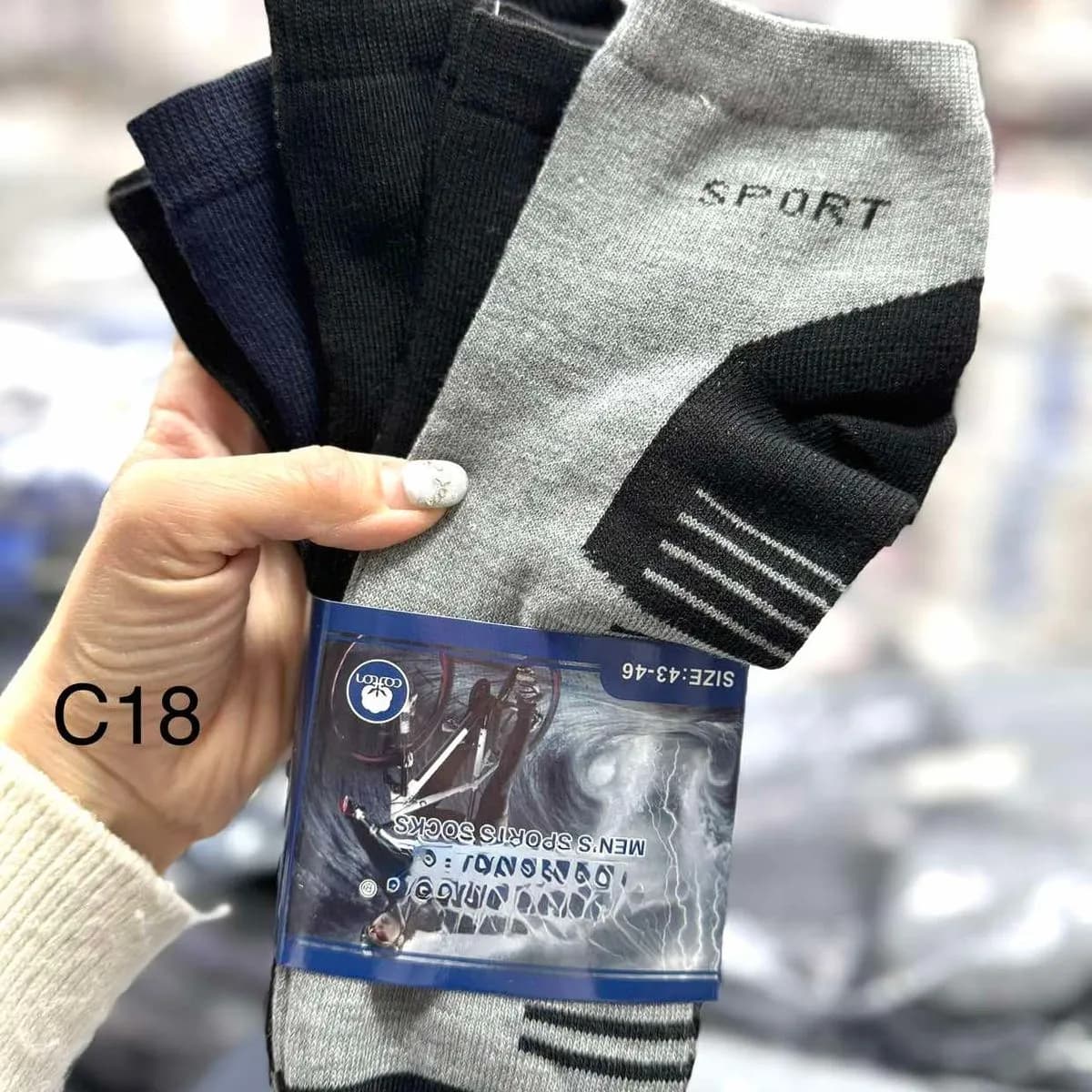 Skarpetki męskie sportowe 3 pary granat/czarne/szare