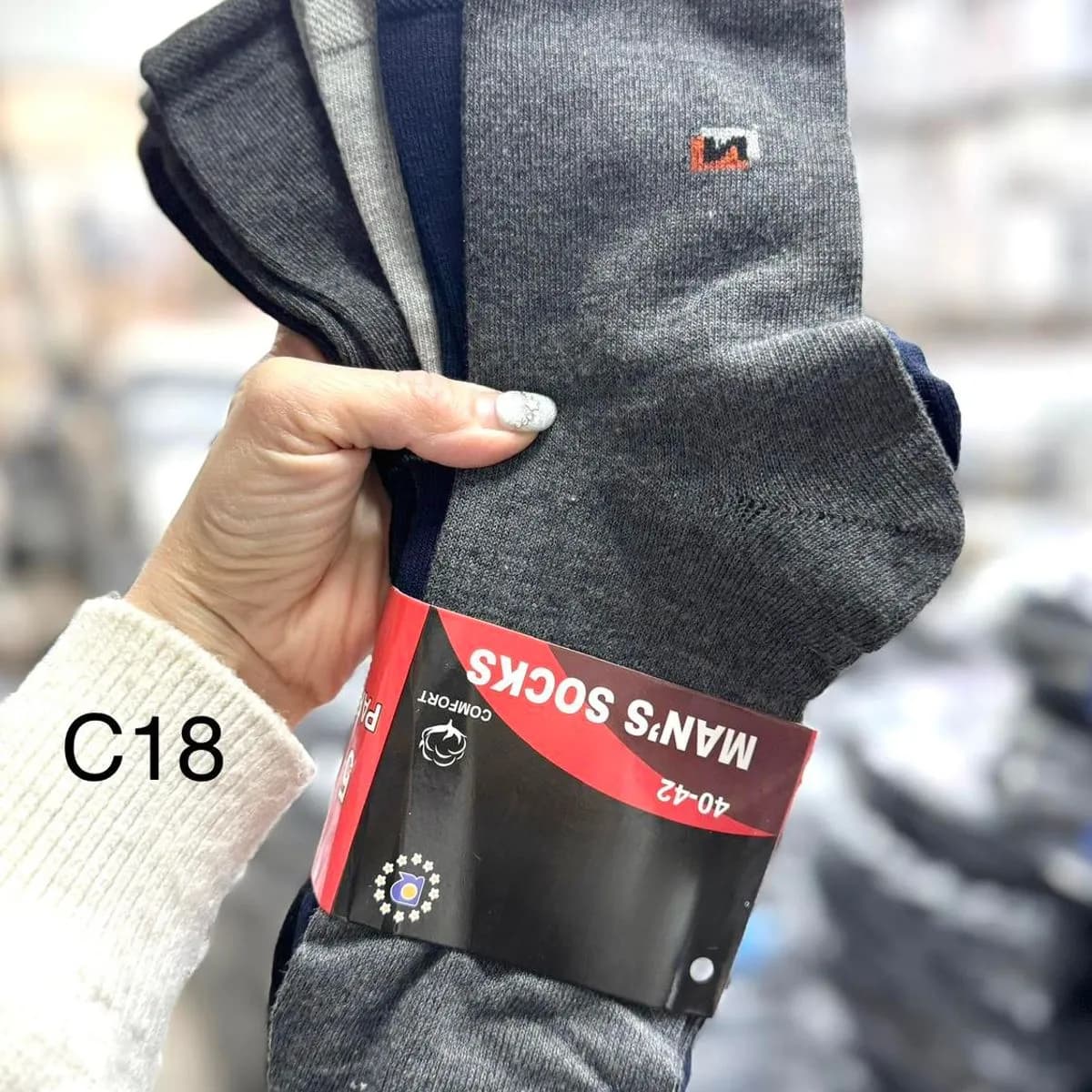 Skarpetki męskie C18 3 pary szare granatowe