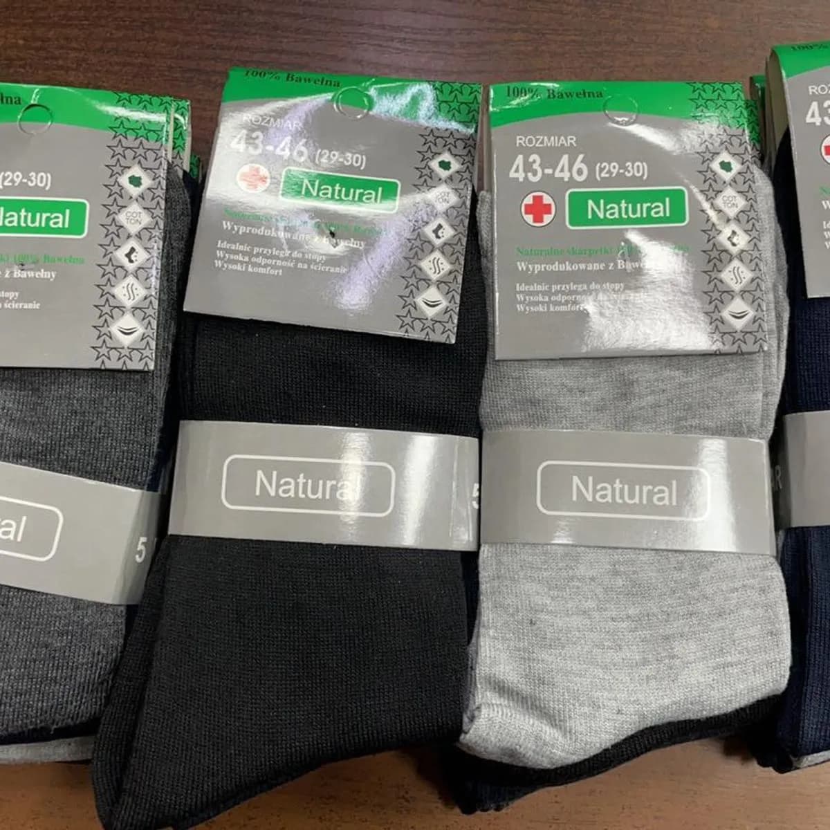 Skarpetki męskie Natural 43-46 i 44-49, szare/czarne