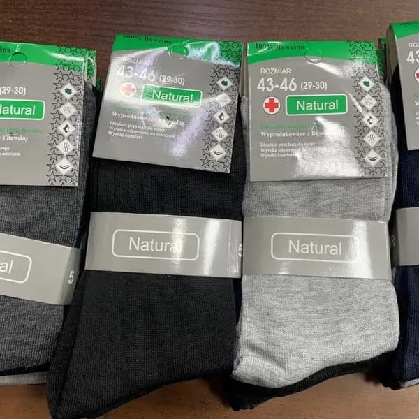 Skarpetki męskie Natural 43-46 i 44-49, szare/czarne