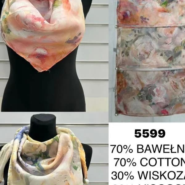 Chusta damska 70% bawełna 30% wiskoza 90x90 cm