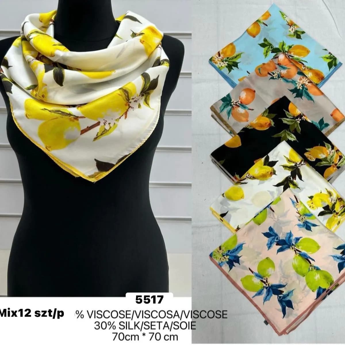 Chusta damska Mix 12 szt 70% wiskoza 30% jedwab