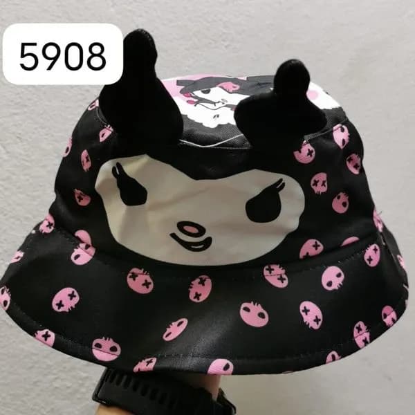 Czapka Kuromi Bucket Hat z Uszami Czarno-Różowa Dziecięca
