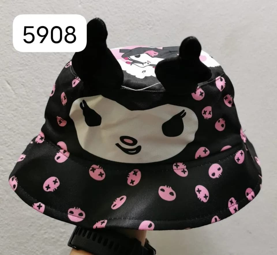 Czapka Kuromi Bucket Hat z Uszami Czarno-Różowa Dziecięca