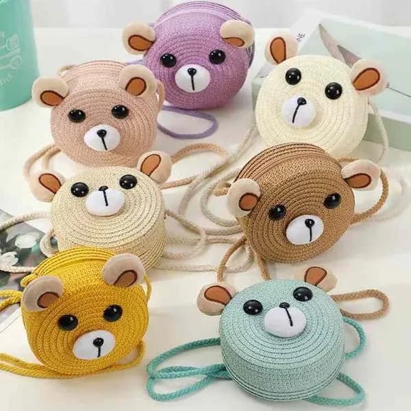 Torebka dla Dzieci Pleciona Miś Mix Kolorów