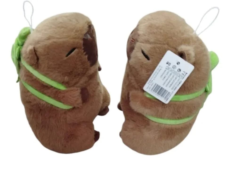 Brelok Maskotka Kapibara z Zielonym Plecakiem Pluszowa 12 szt