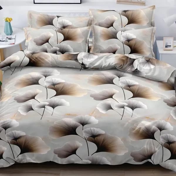 Pościel Bawełna Satyna 160x200cm 4cz - Wzór Liście Miłorzębu