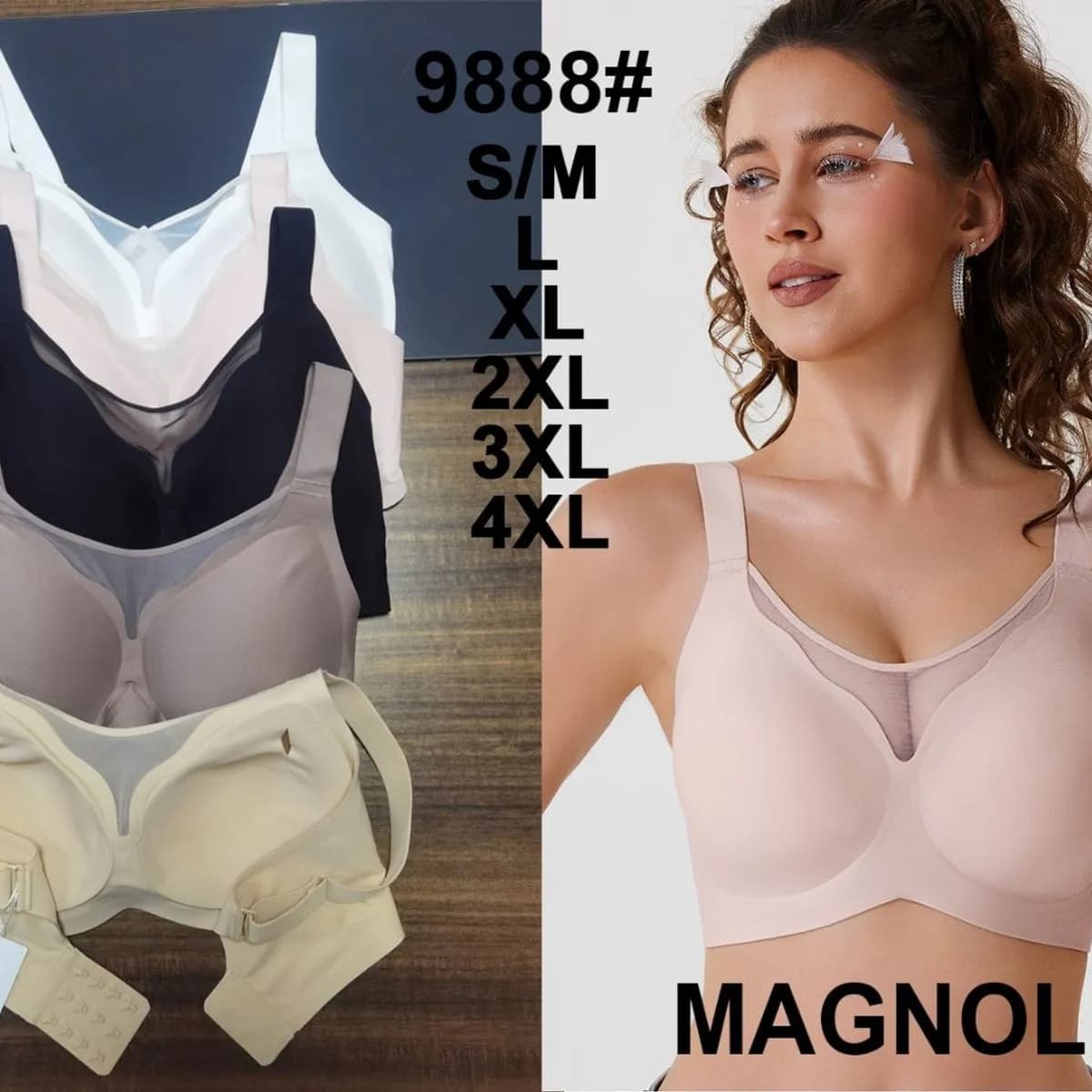 Biustonosze damskie Magnolia 9888 gładkie S/M-4XL mix kolorów