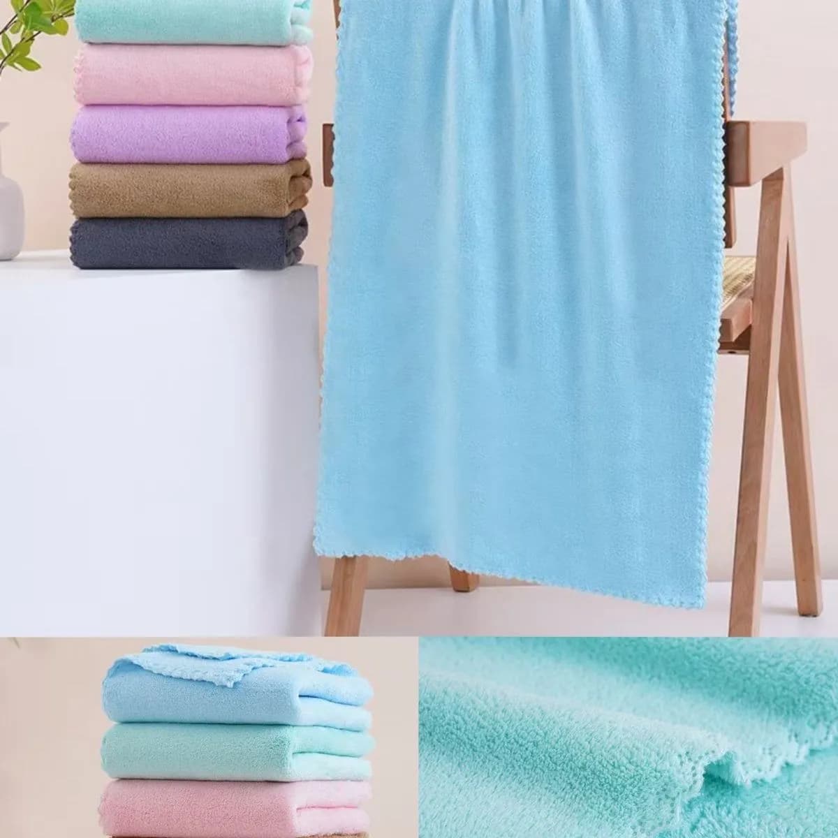 Ręczniki mikrofibra 50*100cm miękkie z ozdobnym brzegiem mix 12szt