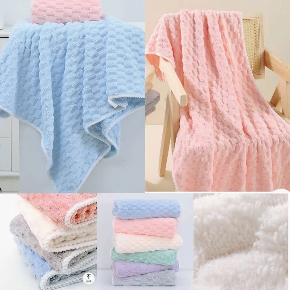 Ręczniki mikrofibra 90/180cm puszyste tłoczone mix kolorów