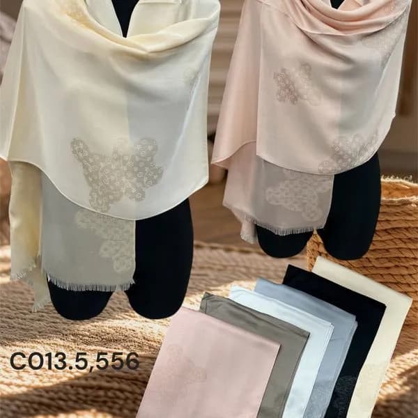 Szaliki damskie bawełna-wiskoza, wzór w misie, mix kolorów 12szt